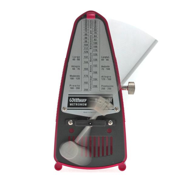 Wittner Metronom Taktell Piccolo mechanisch Dunkelrosa mit Tuch