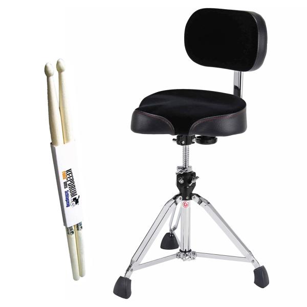 Gibraltar 9608MB Schlagzeughocker mit Lehne und Sticks