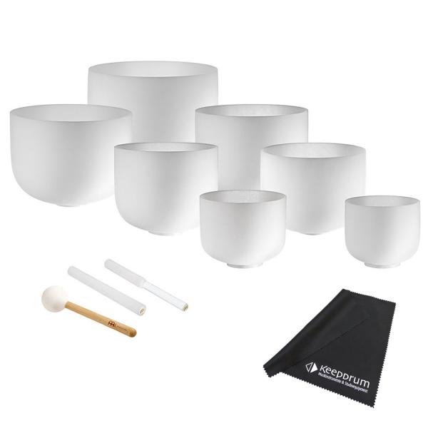 Meinl Sonic Energy CSBSETCHA Crystal Singing Bowl Chakra Set inkl Schlägel und Tuch
