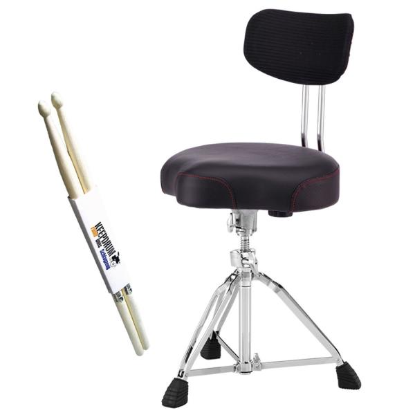 Pearl Schlagzeughocker D-3500BR mit Lehne und Sticks