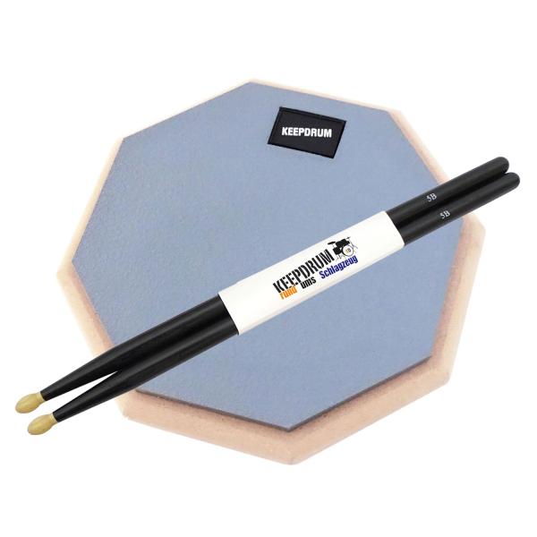 keepdrum DP-GY8 Practice Pad Grau 8 mit Sticks 5BB