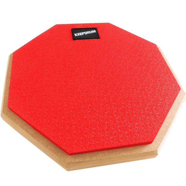 keepdrum DP-RD SET Practice Pad Rot mit Stativ-Tasche und Schlagzeugstöcke