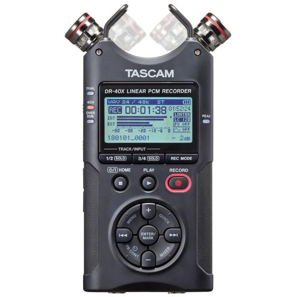 Tascam DR-40X Stereo Audio-Recorder mit Windschutz