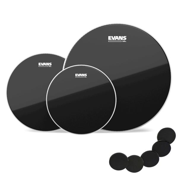 Evans ETP-CHR-F Black Chrome Tompack Fusion 10-12-14 mit Damper Pads