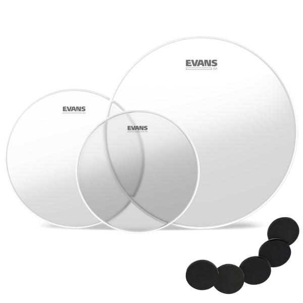 Evans ETP-G1CLR-S Clear 12-13-16 Zoll mit keepdrum KDP Damper Pads Set