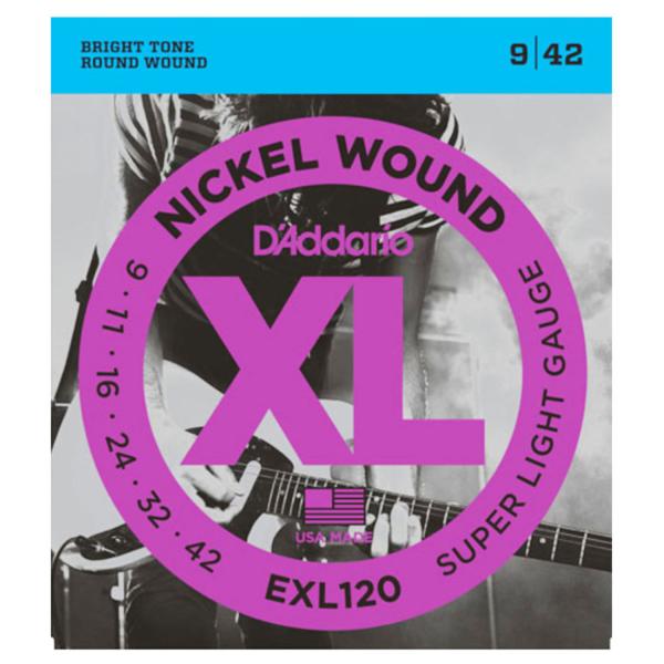 Daddario EXL120 Saiten für E-Gitarre Super Light 9-42 5 SETS