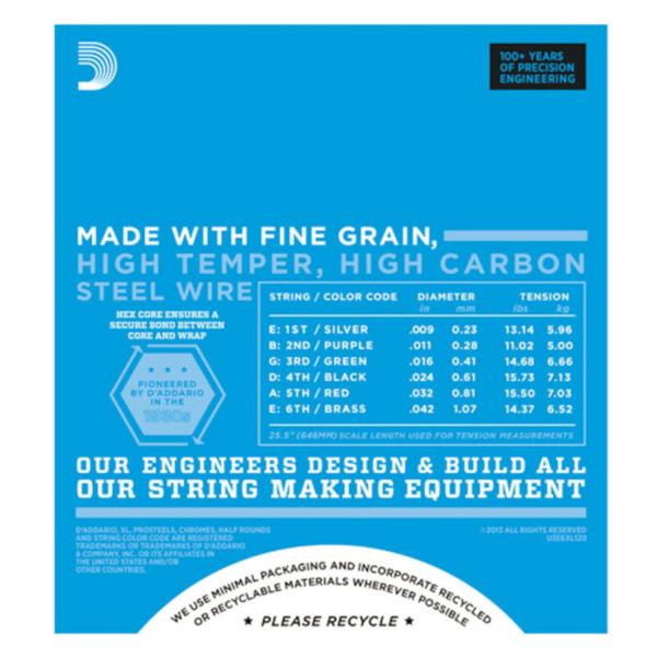 Daddario EXL120 Saiten für E-Gitarre Super Light 9-42 5 SETS