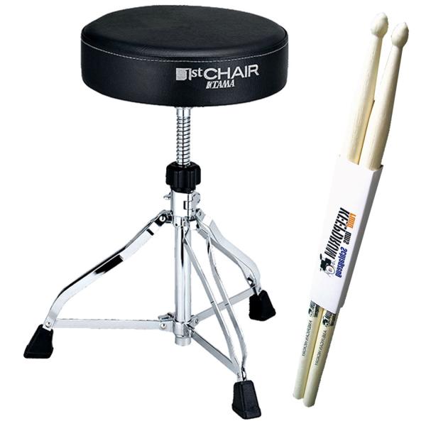 Tama Schlagzeughocker HT230 Rundsitz mit Schlagzeugstöcken