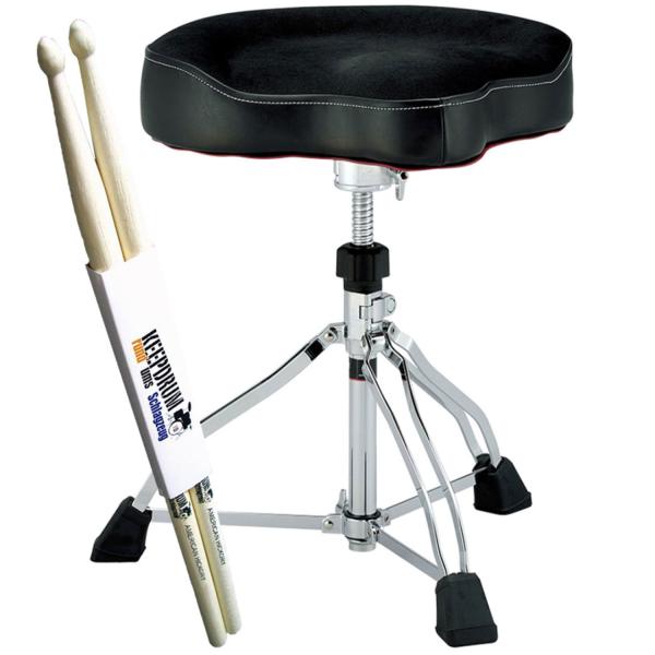 Tama Schlagzeughocker HT530BCN Glide Rider  mit Schlagzeugstöcken