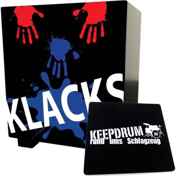 Baff Klacks Trommelhocker Schwarz Cajon mit Sitzpad