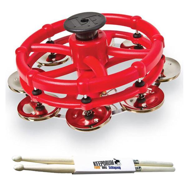 Latin Percussion LP 193 Click HiHat Tambourin mit Schlagzeugstöcken