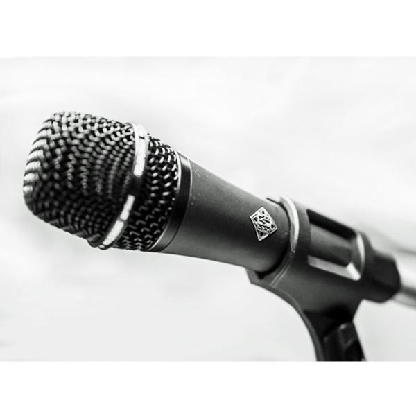 Telefunken Mikrofon M80 schwarz mit Mikrofonständer gerade