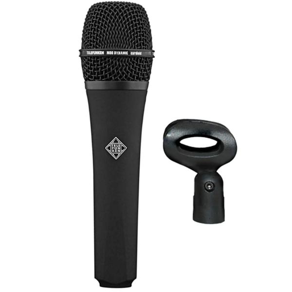 Telefunken Mikrofon M80 schwarz mit Mikrofonständer gerade