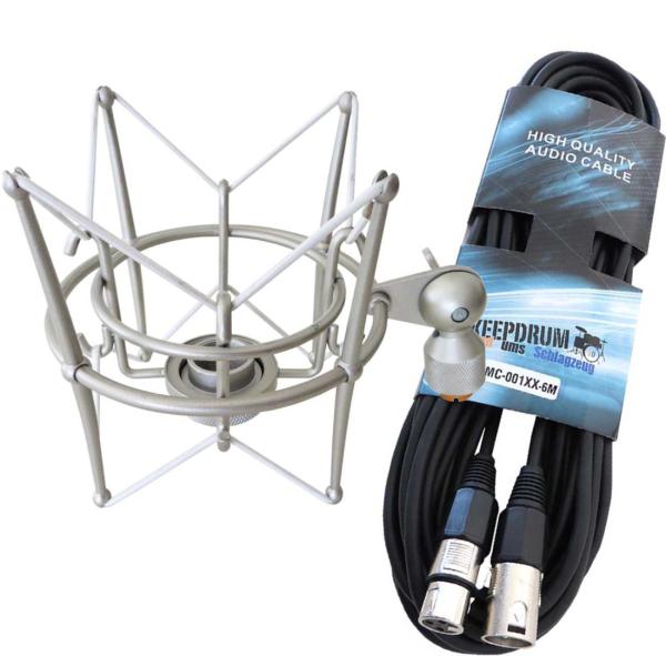keepdrum MS089SV Silber Mikrofon-Spinne mit Kabel