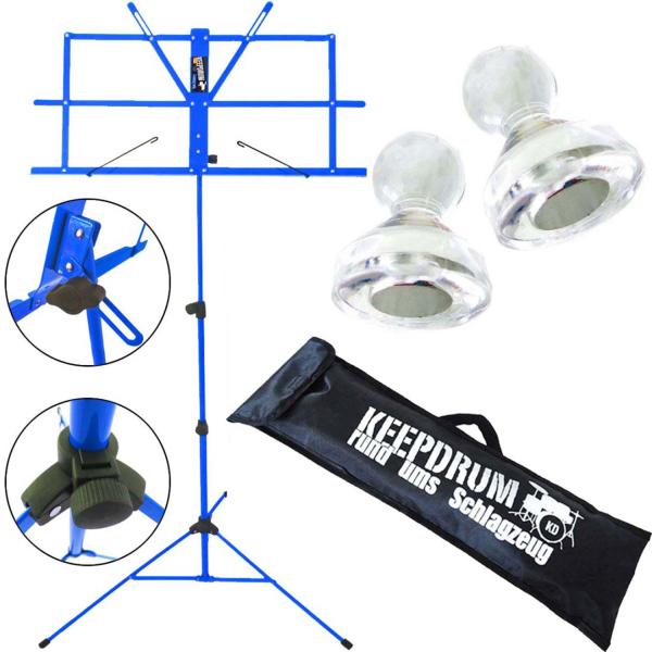 keepdrum MUS2BL Notenständer Blau mit 10 Magnete