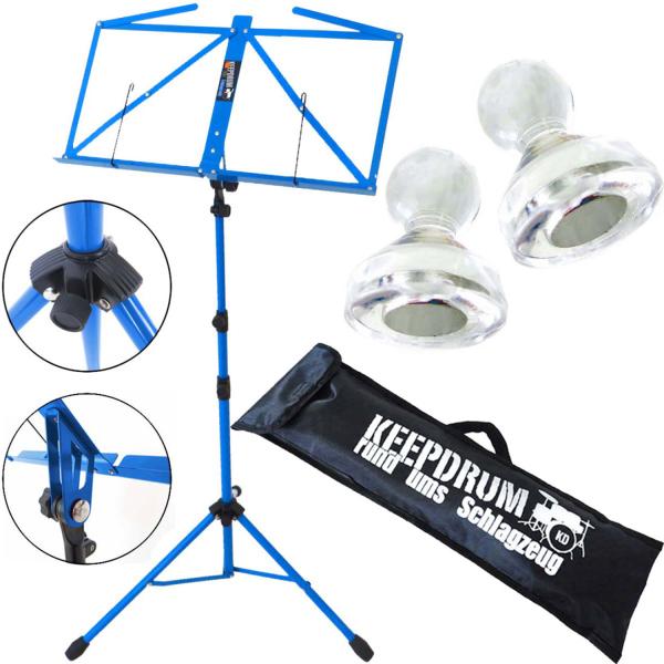 keepdrum MUS3BL Notenständer Blau mit 10 Magnete