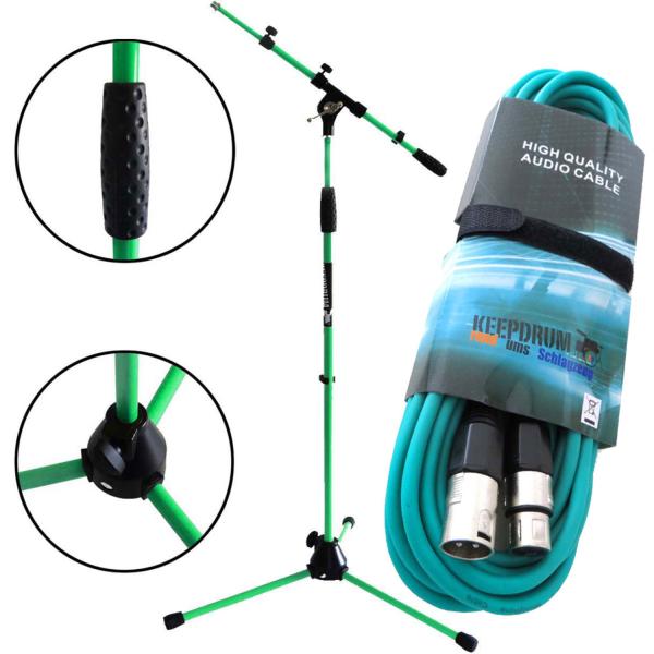 keepdrum MS106 GR Mikrofonständer Grün mit  Kabel