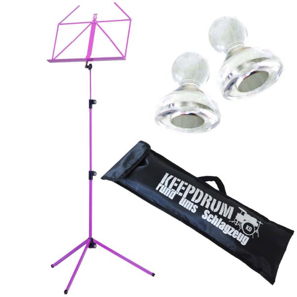 K&M 100-1 Flieder Notenständer mit Tasche mit 2 Magnete