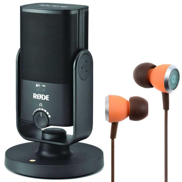 Rode NT-USB MINI USB-Mikrofon mit Audiofly Ohrhörer