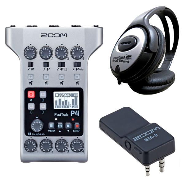 Zoom P4 Podtrak mit BTA-2 Adapter mit Kopfhörer