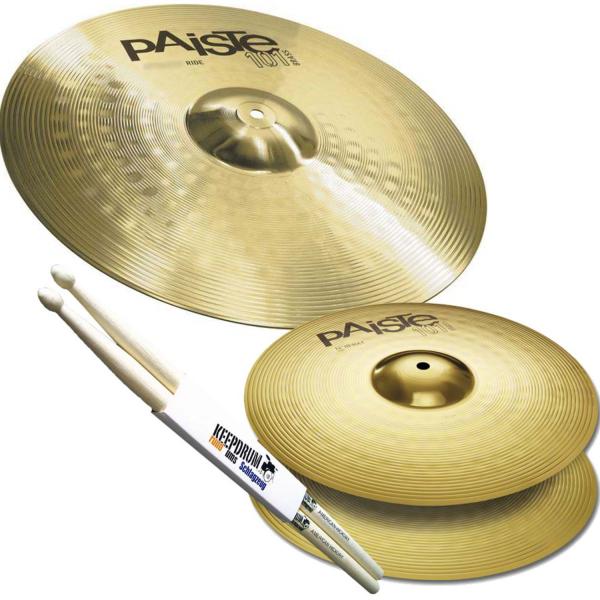Paiste 101 Becken Set 14 Hihat 20 Ride mit Sticks