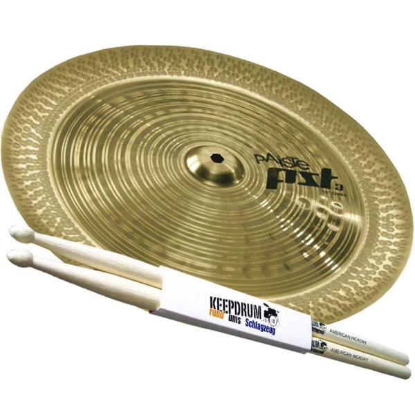 Paiste PST3 China Becken 18 mit Schlagzeugstöcken