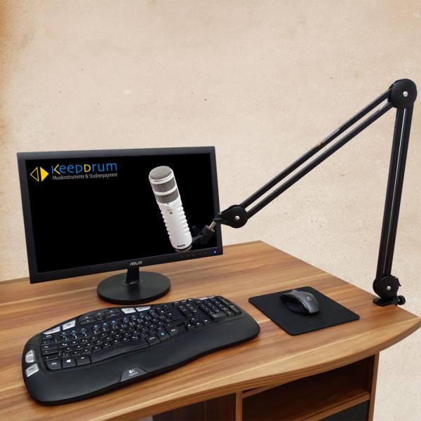 Rode Podcaster USB-Mikrofon mit Mikrofonarm Weiss