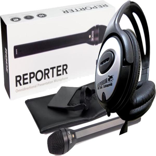 Rode Reporter Mikrofon mit Kopfhörer
