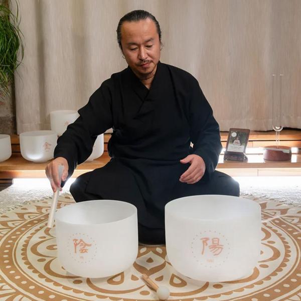 Meinl Sonic Energy Quarz-Klangschalen Set Yin Yang mit Tuch