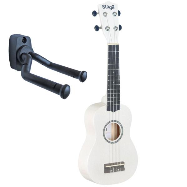 Stagg US-WHITE Sopran Ukulele mit Tasche mit Wandhalter