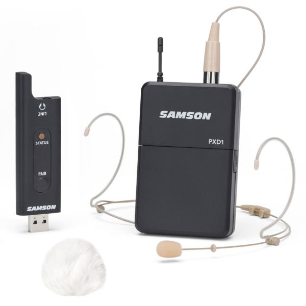 Samson Drahtlos-System XPD2 Headset-Mikrofon mit Windschutz Weiss