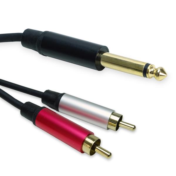 keepdrum Splitter-Kabel AC047M 6.35mm Klinke Mono zu 2x RCA-Cinch