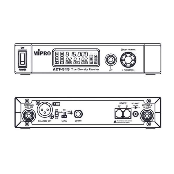 Mipro ACT-515 UHF Einkanal Empfänger 823-832 MHz