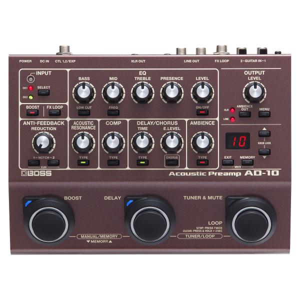 Boss AD-10 Effektgerät für Akustik-Gitarre mit Kabel