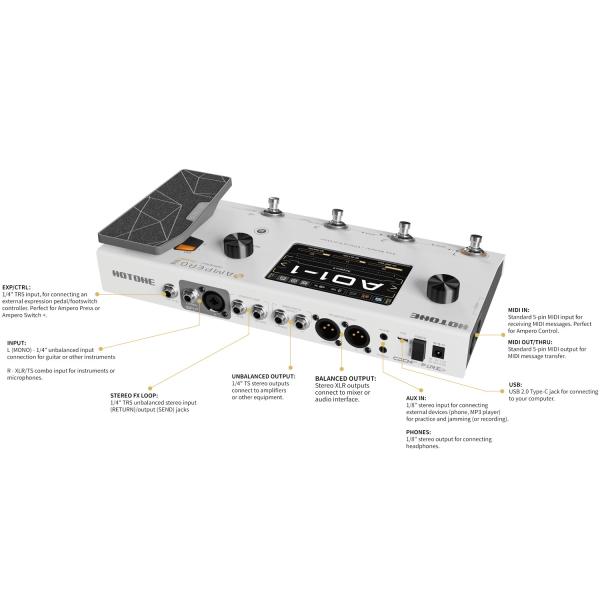 Hotone Effektgerät Ampero II Amp-Modeler mit Kabel