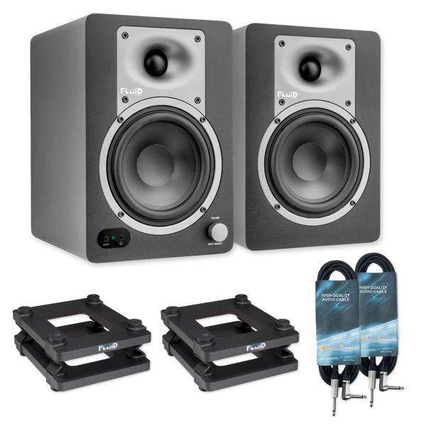 Fluid Audio Studio-Monitore C50BT Lautsprecher mit Stativen und Kabel