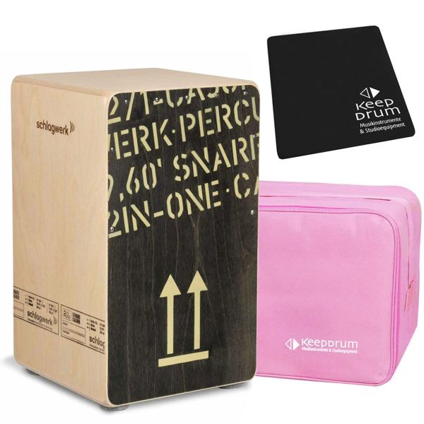 Schlagwerk CP404 BLK Cajon mit Tasche Pink und Pad