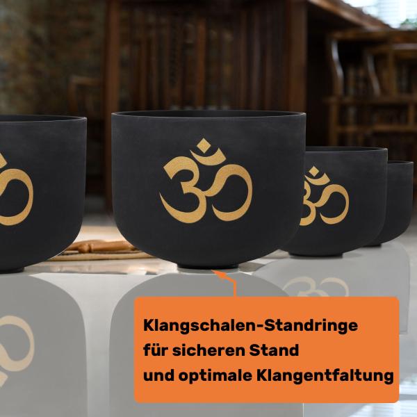 keepdrum Klangschalen-Set OM Set Schwarz 6-12 Zoll mit Zubehör