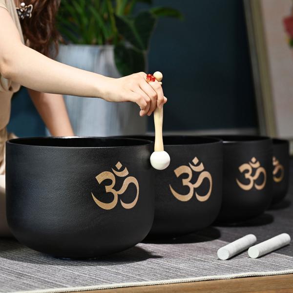 keepdrum Klangschalen-Set OM Set Schwarz 6-12 Zoll mit Zubehör