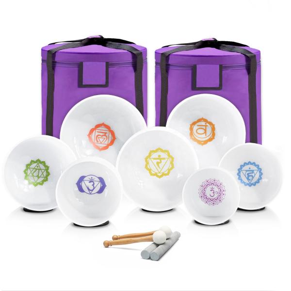 keepdrum Klangschalen-Set Chakra Set Color 6-12 Zoll mit Zubehör