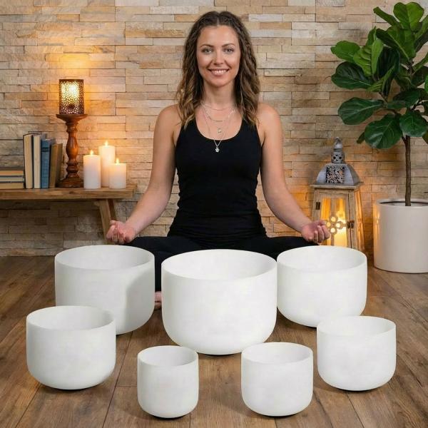 keepdrum Klangschalen-Set Chakra Set Color 6-12 Zoll mit Zubehör