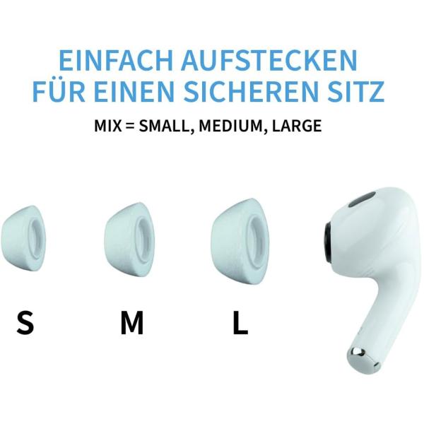 Comply Ohrstöpsel TrueGrip MAX für Airpods Pro 3 Weiss Mix mit Tuch