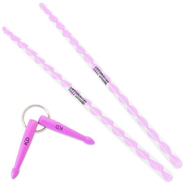 keepdrum DA-P Acryl Schlagzeugstöcke 5B  Pink mit Schlüsselanhänger Pink Flieder