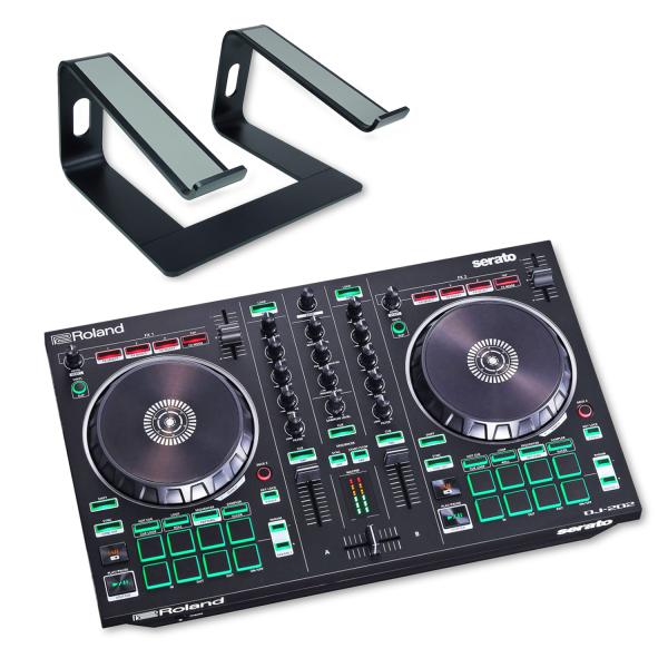 Roland DJ-Controller DJ-202 mit Laptopständer BK