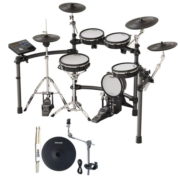 Nux DM-8 E-Drum Schlagzeug mit Becken-Pad und Drumsticks 1 Paar