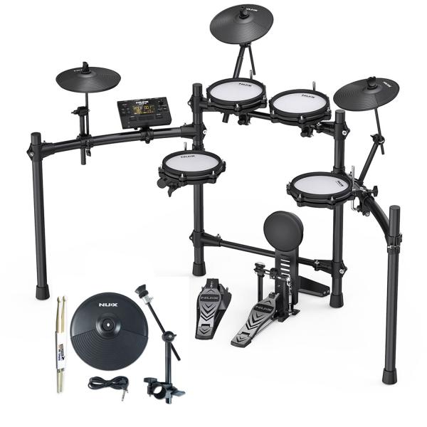 Nux DM-210 E-Drum Schlagzeug mit Becken-Pad und Drumsticks