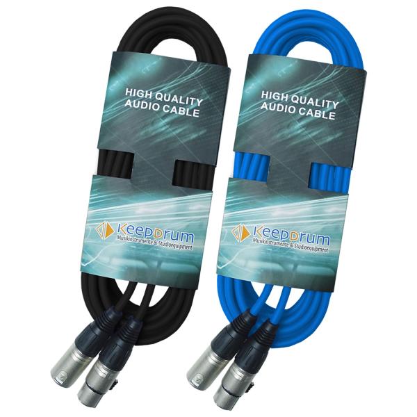 keepdrum DMX Kabel 15m 1x Schwarz 1x Blau