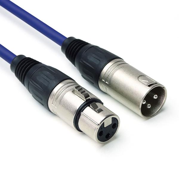 keepdrum 6m DMX Kabel Blau 3-pol XLR 100-Ohm 3 Stück