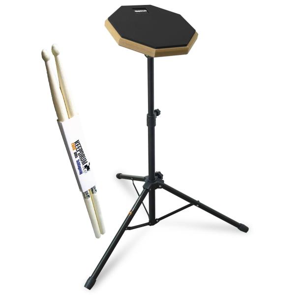 keepdrum Übungspad DP-BK8 schwarz 8 Zoll mit Stativ und Drumsticks 1 Paar