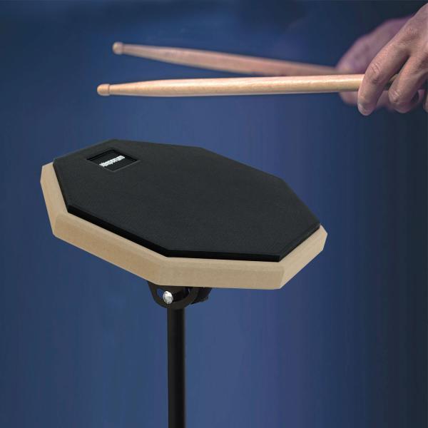 keepdrum Übungspad DP-BK8 schwarz 8 Zoll mit Stativ und Drumsticks 1 Paar